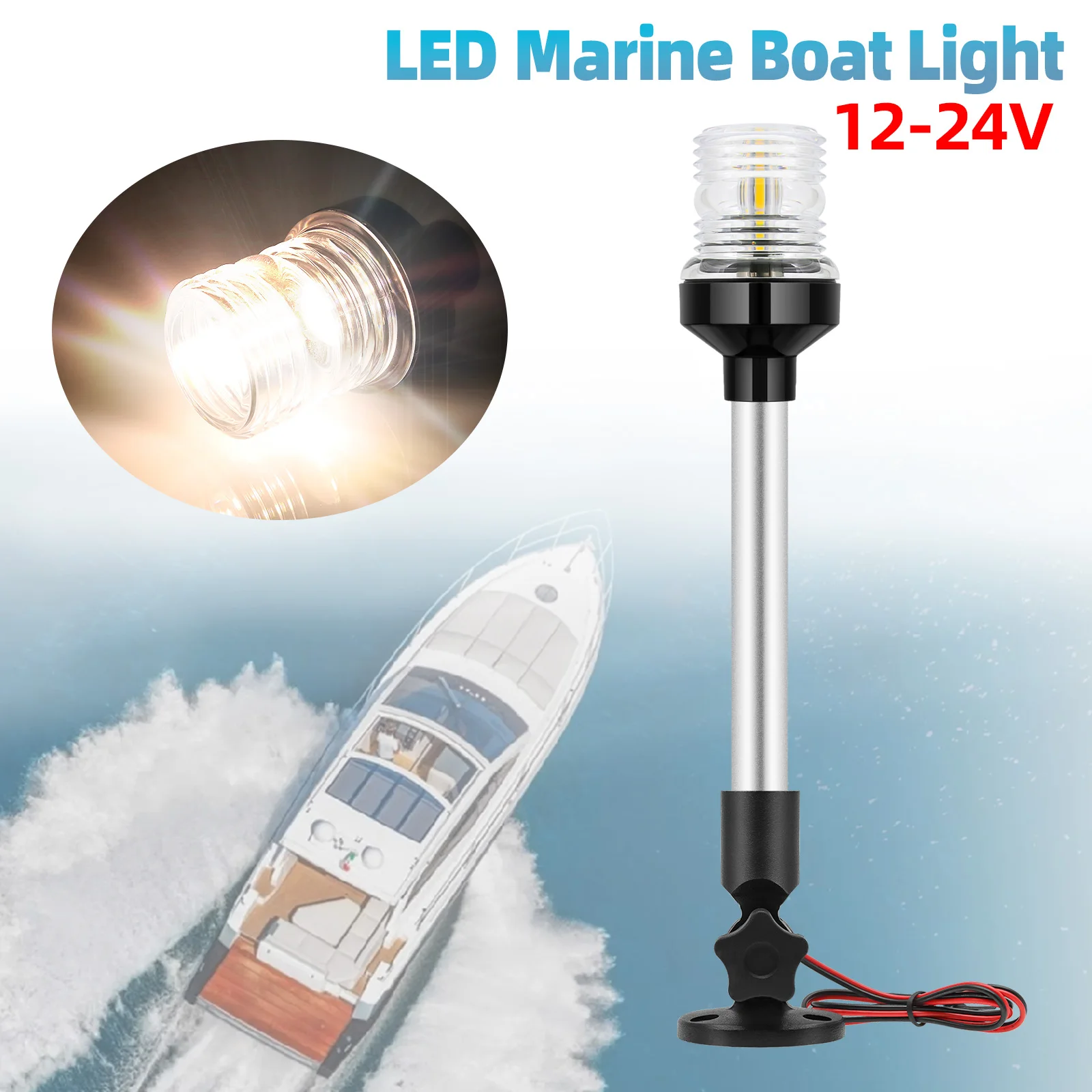 180 ° Luz LED de rotación para barco marino, luz de navegación de 12-24V, lámpara de luces de Hardware marino a prueba de lluvia para yates, lancha rápida de pesca - imagen 5