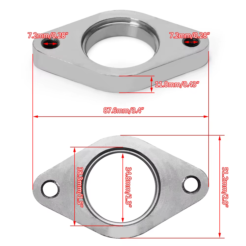 Tubo Wastegate WLR Racing 38mm Acero Inox Brida 2 Pernos - imagen 5