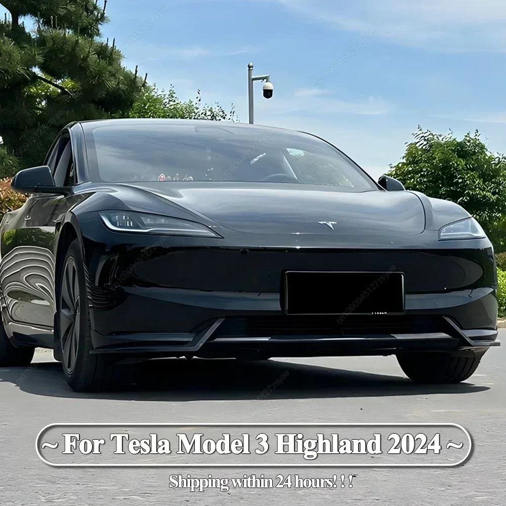Difusor divisor de alerón de barbilla para parachoques delantero de coche, para Tesla Model 3 Highland 2024, Kit de carrocería con apariencia de carbono/negro brillante, sintonización