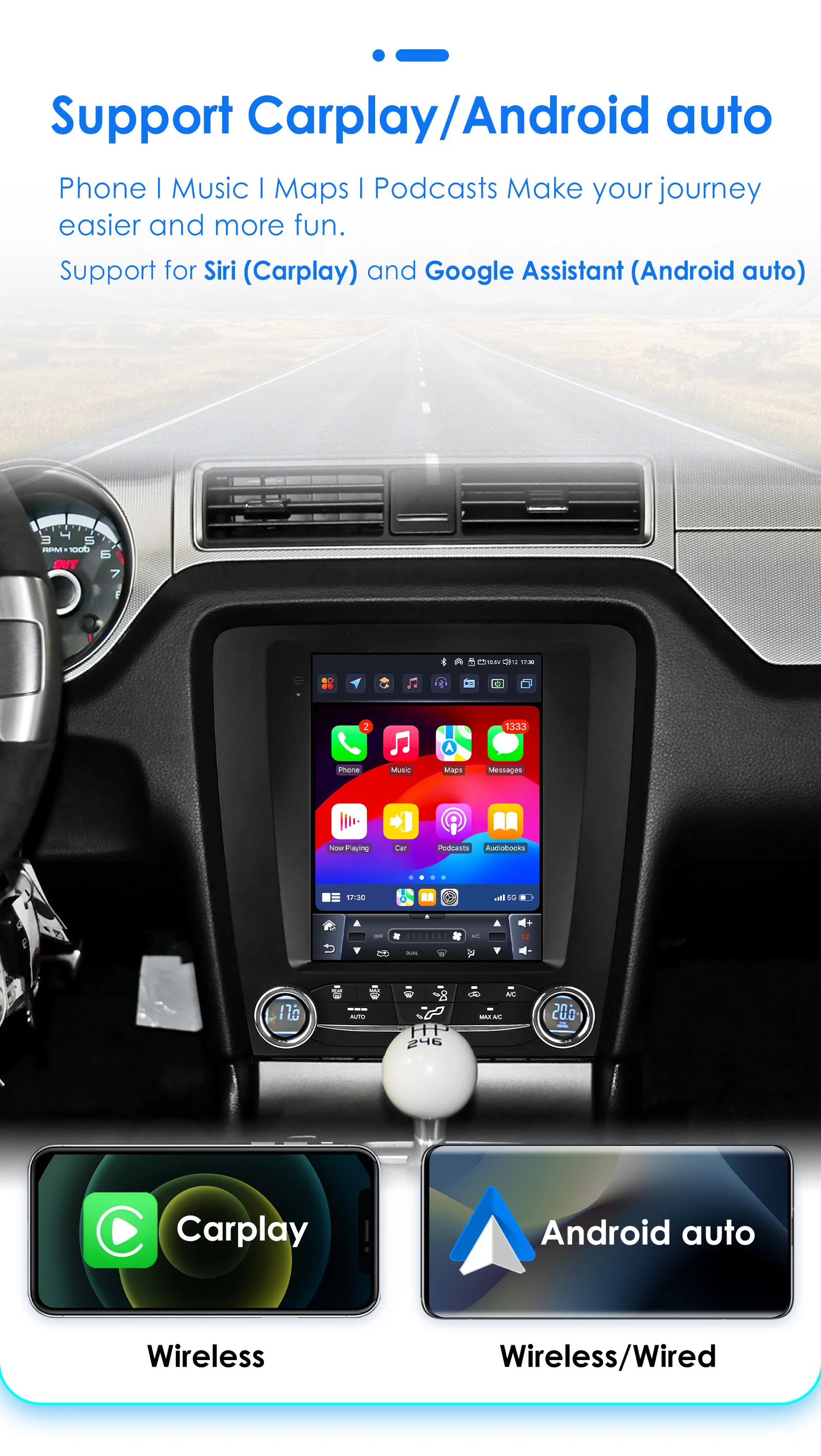 Autoradio Android GPS Ford Mustang 2014 pantalla 10″ estilo Tesla - imagen 2
