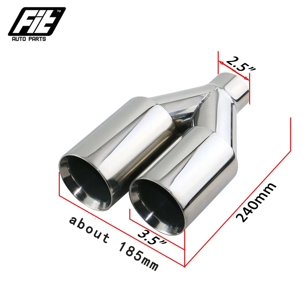 Tubo escape universal doble silenciador doble pared – Plata azul - imagen 2