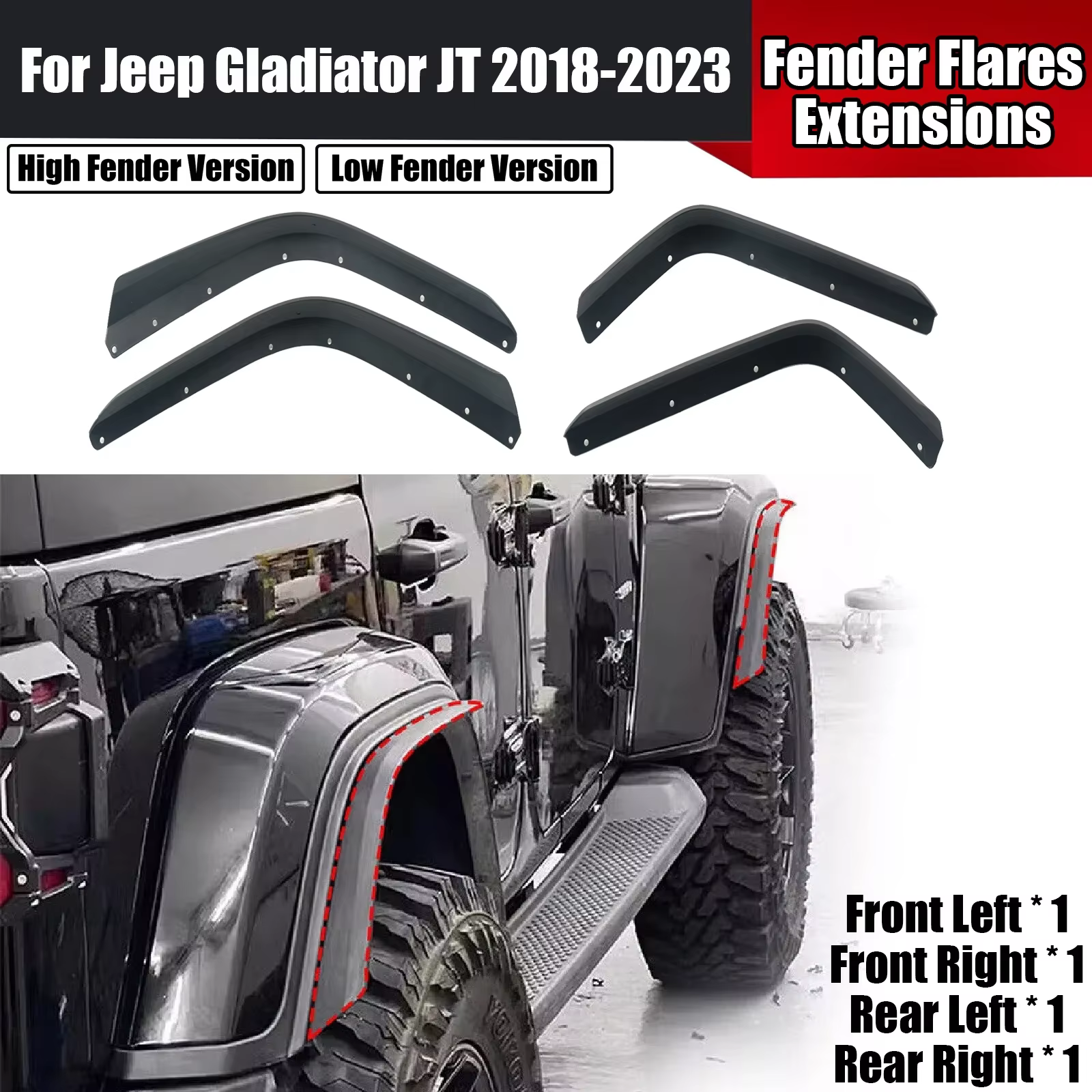 Extensiones de aletines para Jeep Wrangler y Gladiator JT (2018-2023)