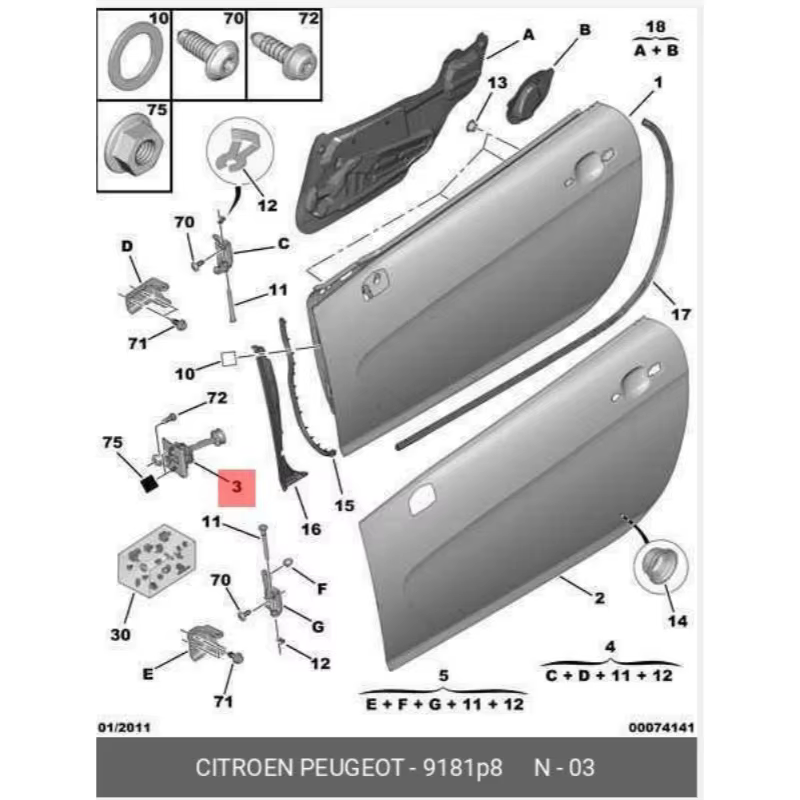 9181P8 Limitador de puerta delantero para Peugeot 308 y 308 CC - imagen 4