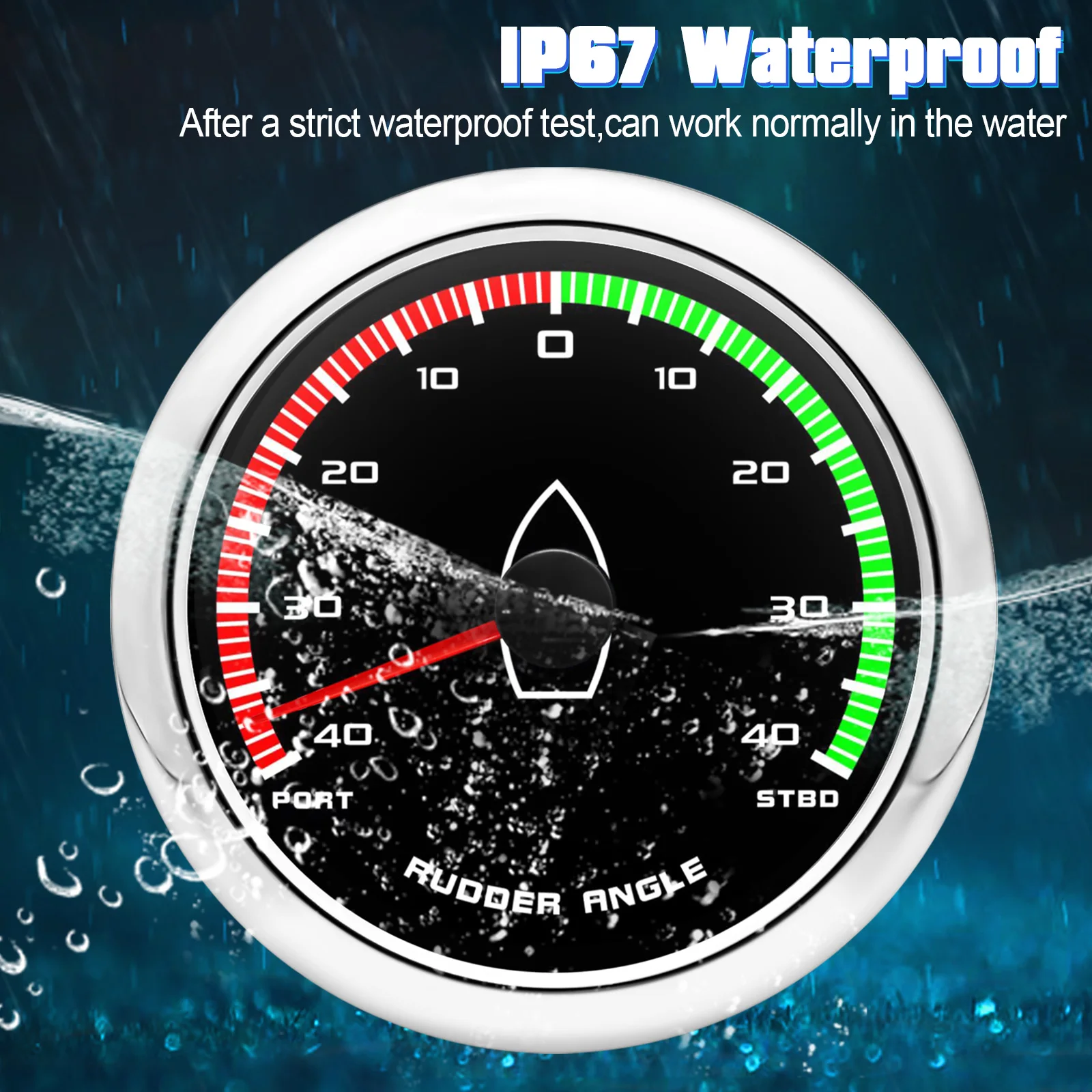 Indicador de ángulo de timón para barco 85 mm IP67 0-190 Ω - imagen 3