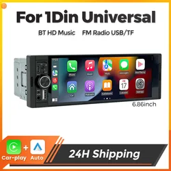 MEKEDE autorradio 1DIN 6,86" CarPlay Android Auto Bluetooth GPS