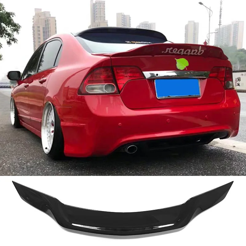 Alerón trasero tipo cola de pato negro brillante para Honda Civic 2006-2011