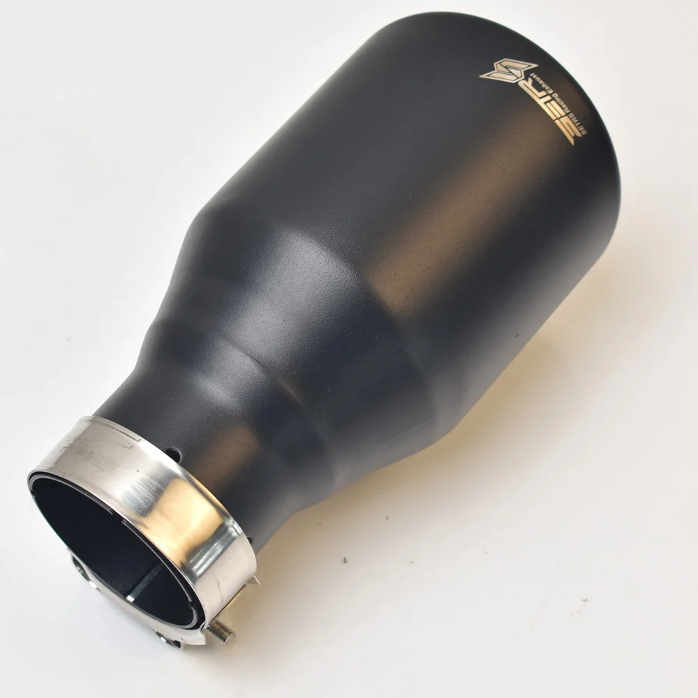 Terminal de escape universal inox negro mate con corte oblicuo - imagen 4