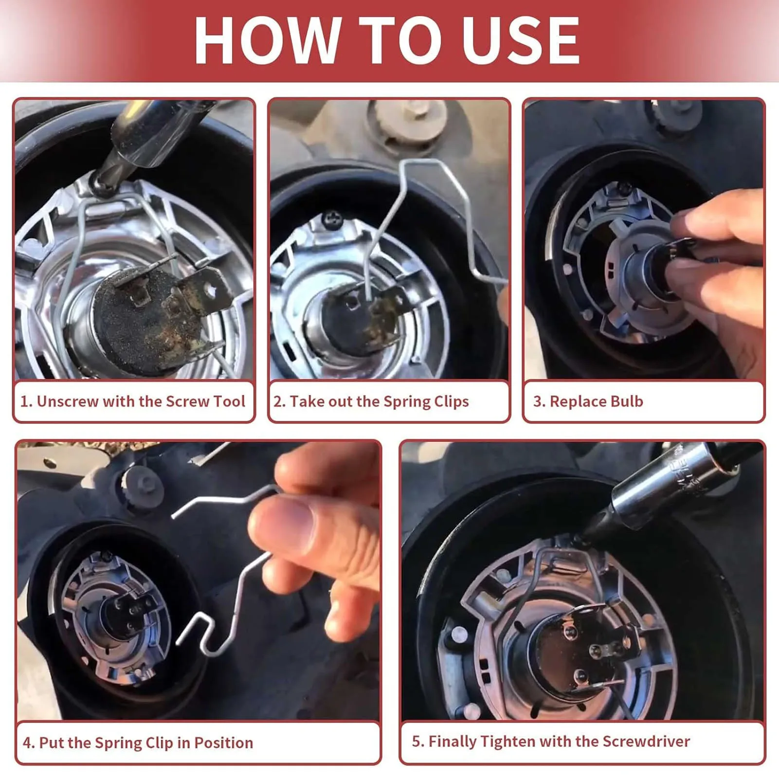 Clips de sujeción de faros H1 H3 H4 H7 – muelles flexibles - imagen 5