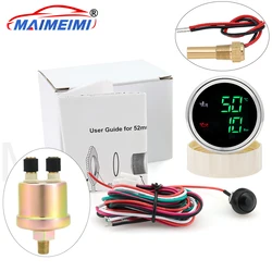 Medidor Digital de temperatura de aceite + presión de aceite 2 en 1 con Sensor de 0 ~ 10 Bar retroiluminación roja/verde medidor de coche de 52mm para coches barcos