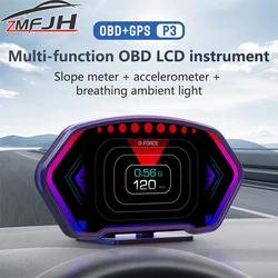 HUD GPS y OBD con inclinómetro, velocímetro y datos del motor