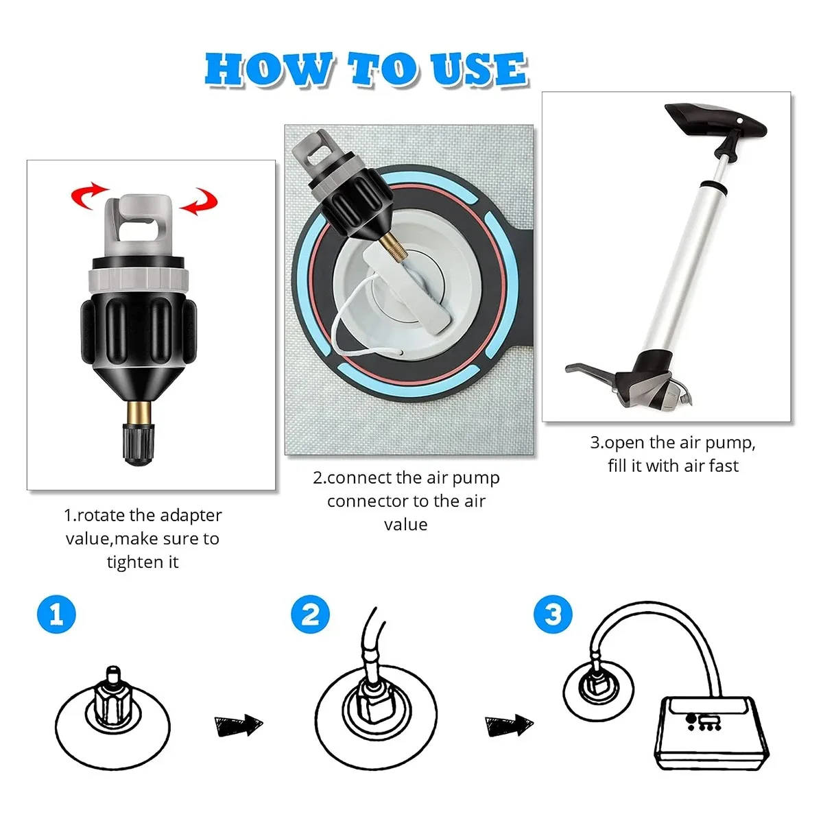 Adaptador de válvula de aire con bomba para tabla SUP inflable - imagen 5