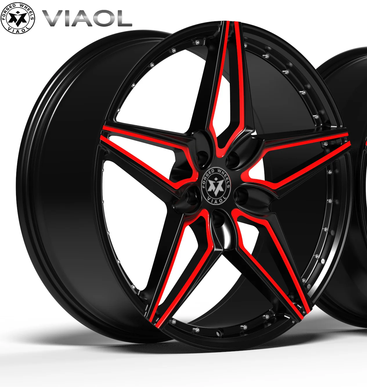 Ruedas de coche forjadas 1718 19 20 21 22 pulgadas con PCD 5x112 5x114,3 5x120 ruedas de aleación con diseño de radios múltiples en negro y rojo para Audi Golf BYD - imagen 3