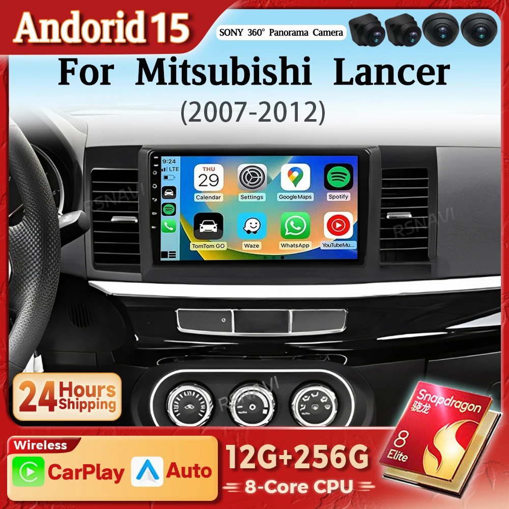 Radio 2DIN Android 15 2K con CarPlay – Mitsubishi Lancer X