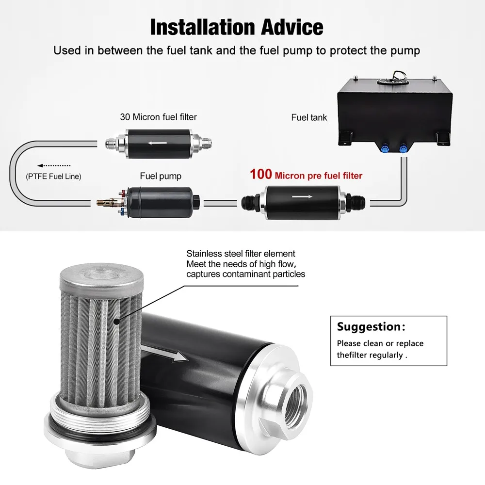 Filtro de combustible en línea adaptadores AN negro/rojo - imagen 5