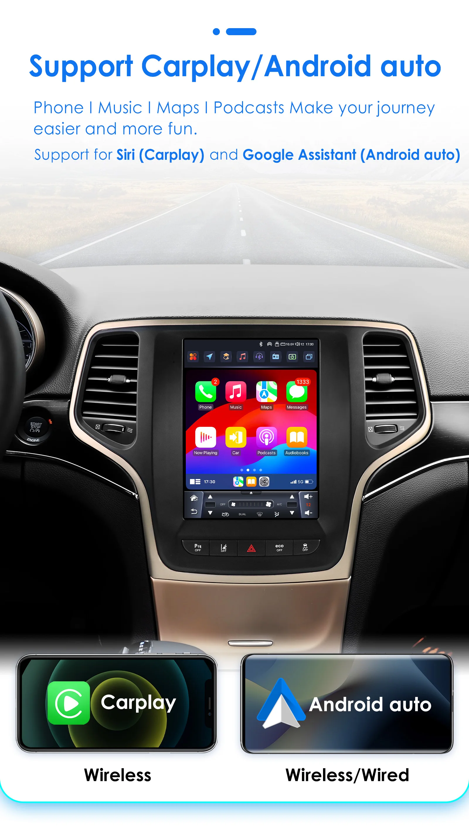 Hizpo Radio Android 14 con GPS para Jeep Grand Cherokee 2014-2022 - imagen 4