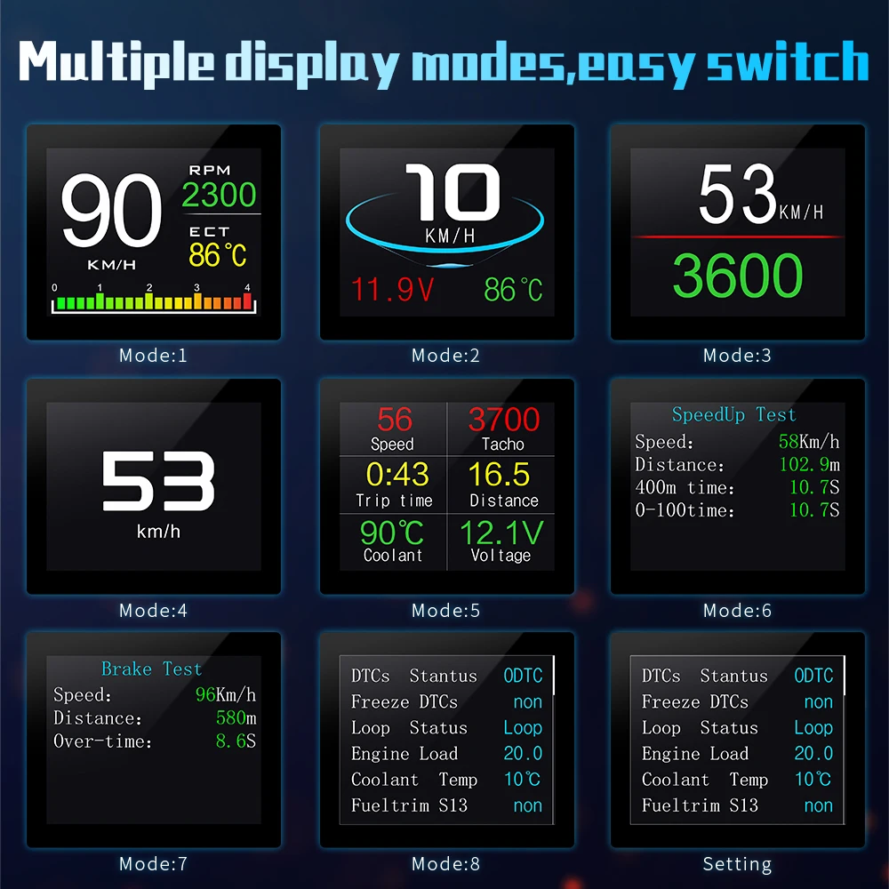 Velocímetro OBD P10 Pro con tacómetro, voltaje, agua y alarma - imagen 2