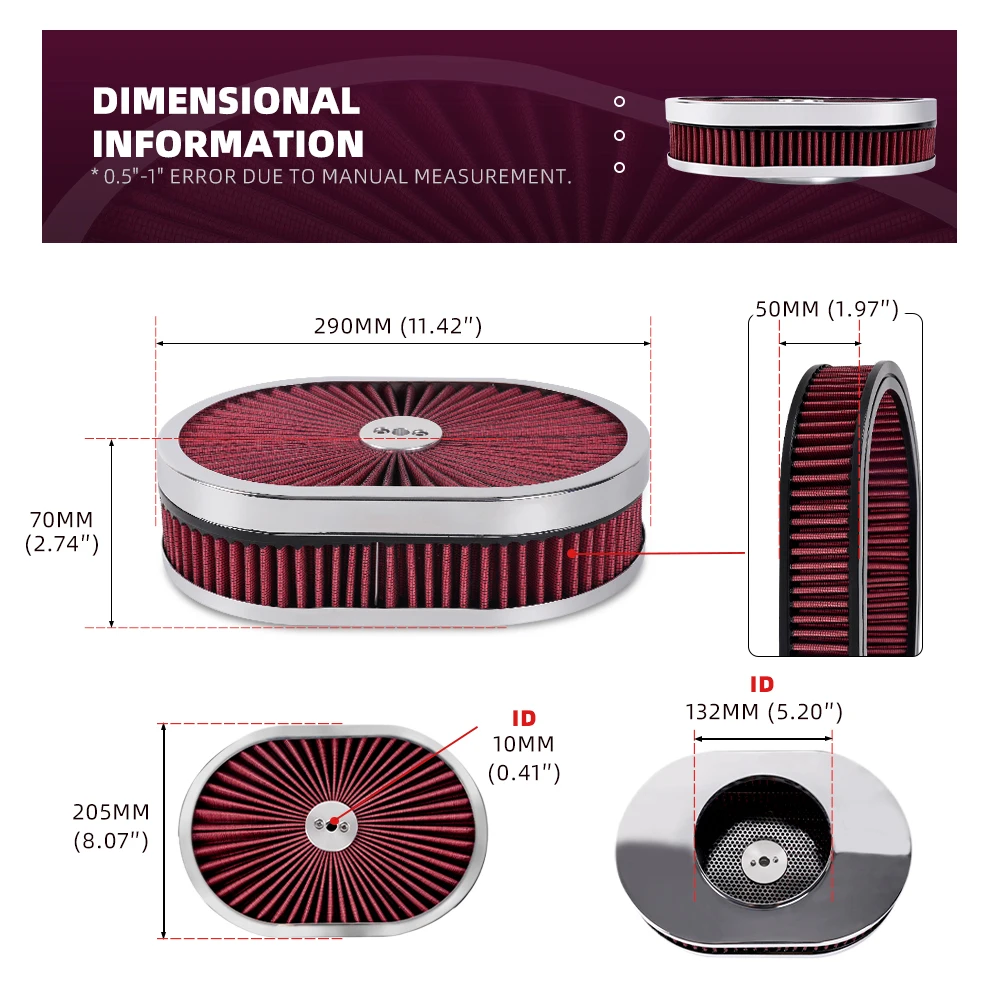 Filtro de aire ovalado alto rendimiento para GM, Ford, Chrysler y Dodge - imagen 4