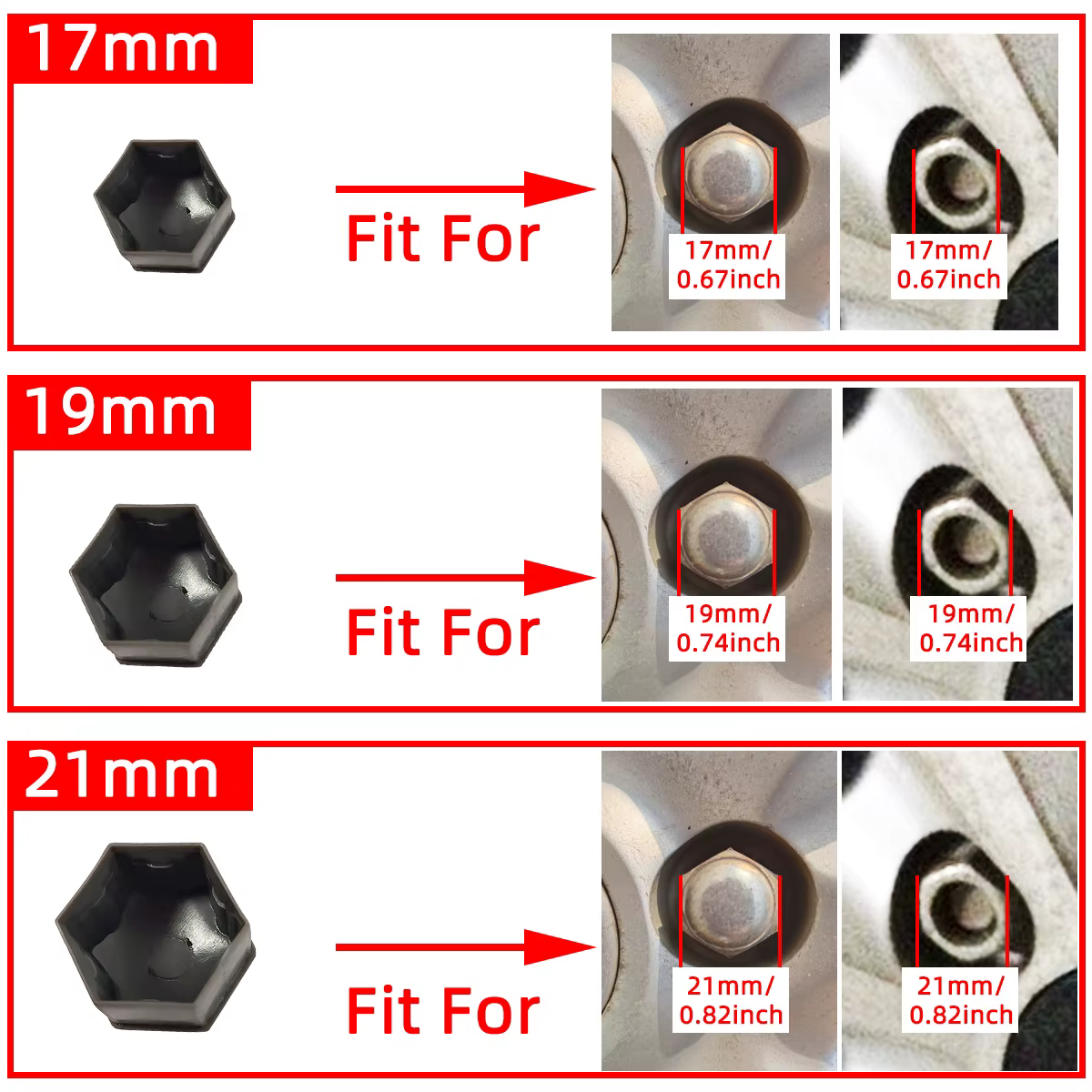 Tapas tuercas de rueda negras – cubiertas pernos protección - imagen 2