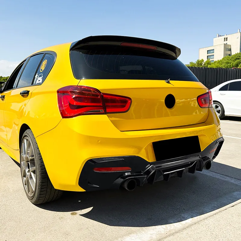 Para 2015-2019 BMW 1 Series F20 F21 LCI M Sport coche difusor de parachoques trasero divisor labio barbilla alerón negro accesorios exteriores - imagen 4