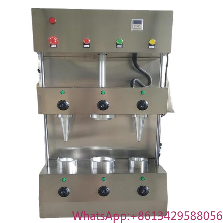 Máquina automática conos pizza cuatro cabezales con vitrina