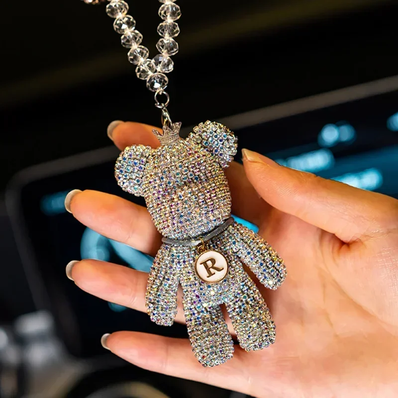 Colgante espejo para coche con motivo oso sombrío, diamante - imagen 3