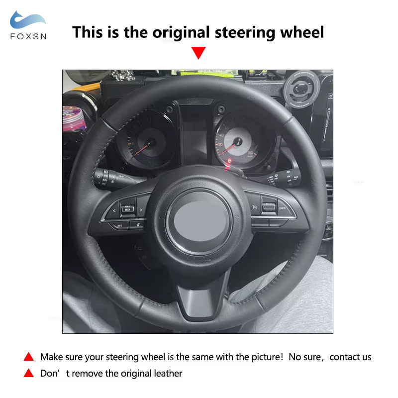 Cubierta de volante FOXSN de microfibra y cuero perforado para Suzuki Jimny