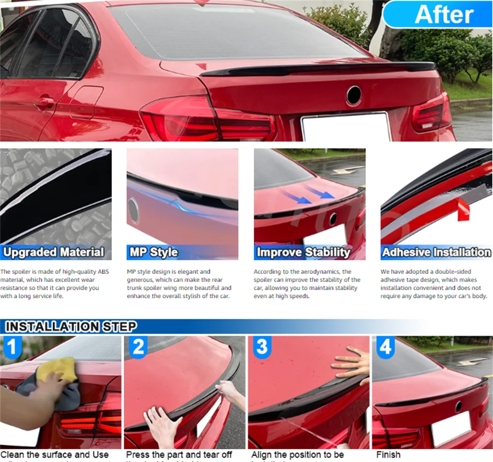 Alerón ABS negro estilo M4 para BMW Serie 3 F30 2012-2018 - imagen 5