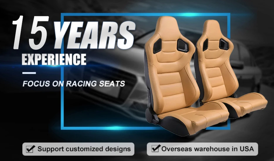 Asiento de carreras tipo cubo CNZKO JBR1047 en PVC color negro con pespuntes rojos