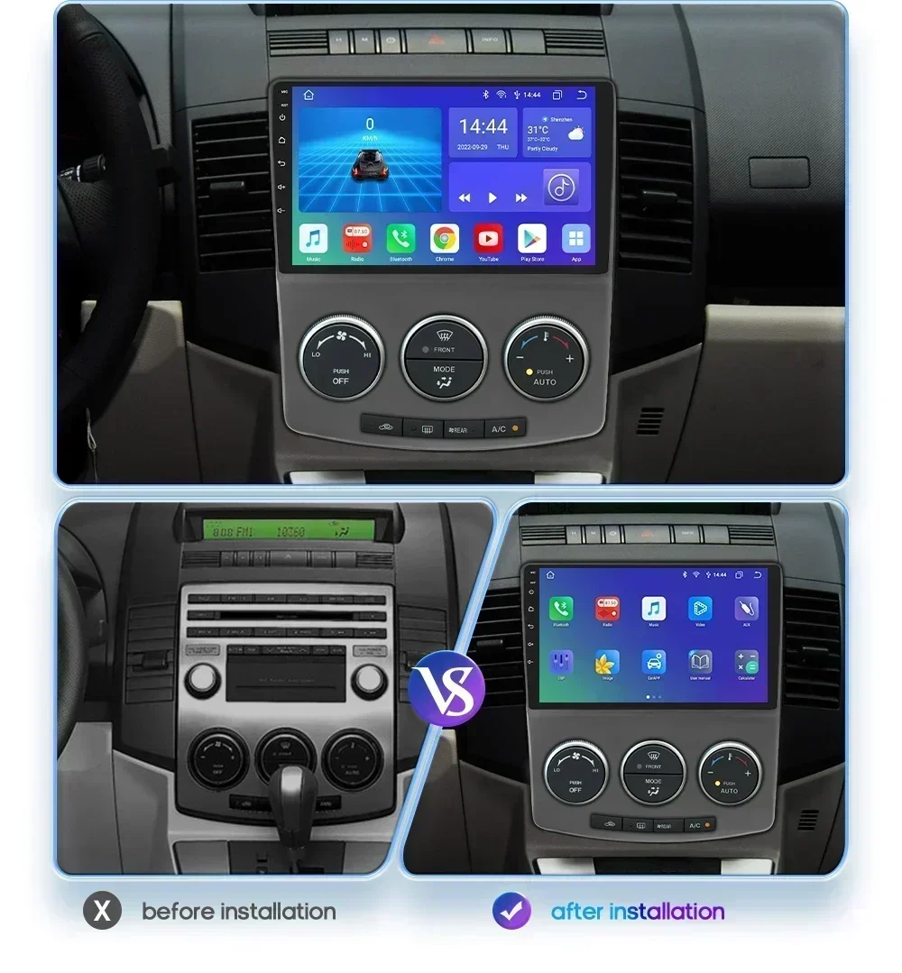 Radio 2 DIN Hizpo con GPS y CarPlay para Mazda 5 (2005-2010) - imagen 3