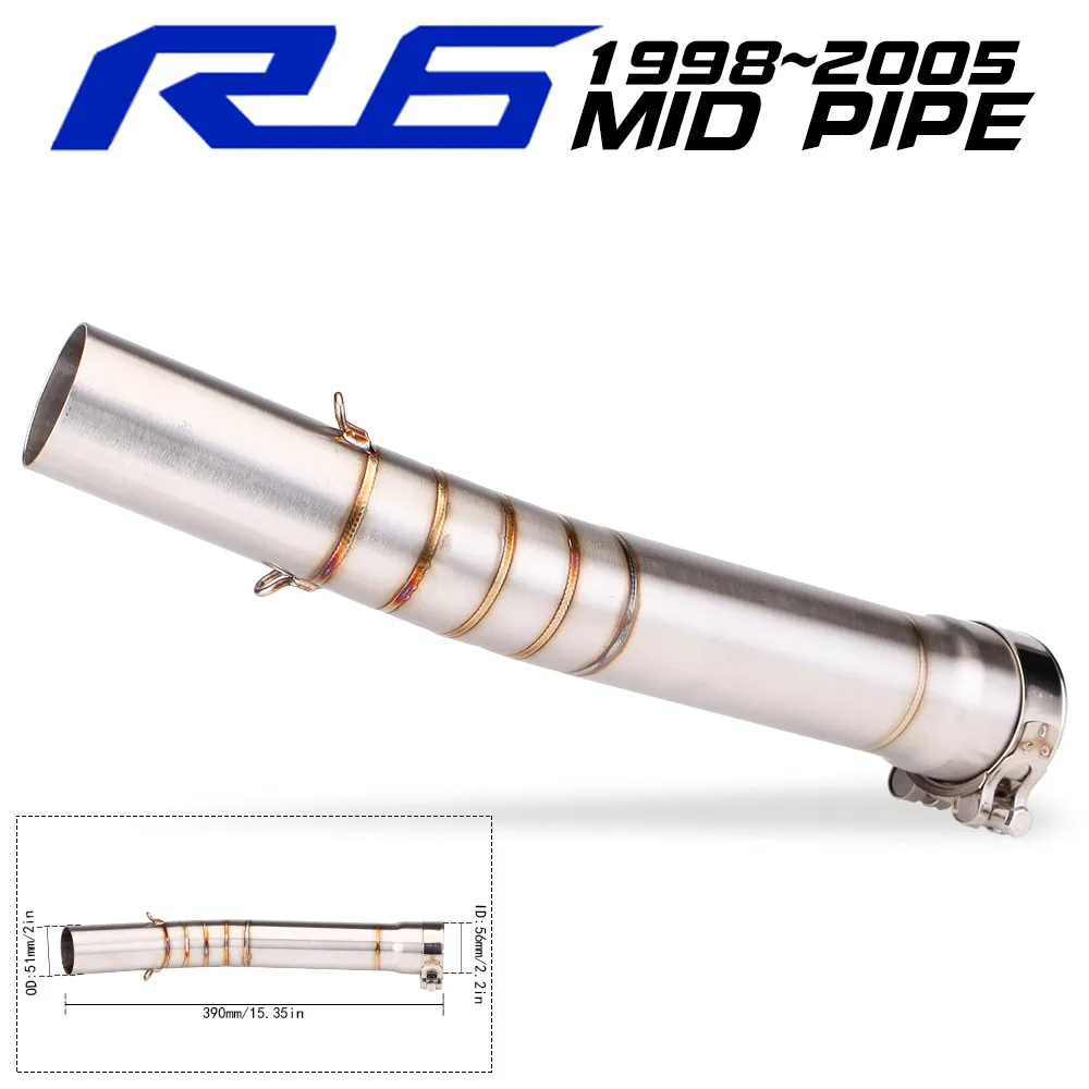 Tubo medio adaptador escape acero inoxidable 51mm Yamaha YZF-R6 98-05 - imagen 4