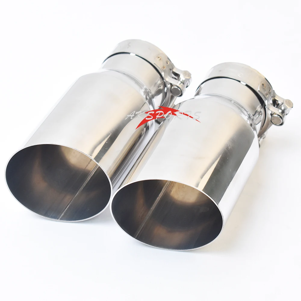 Tubo de escape recto Universal de acero inoxidable, 1 unidad, borde cortada, punta de silenciador brillante para modificación de coche - imagen 4