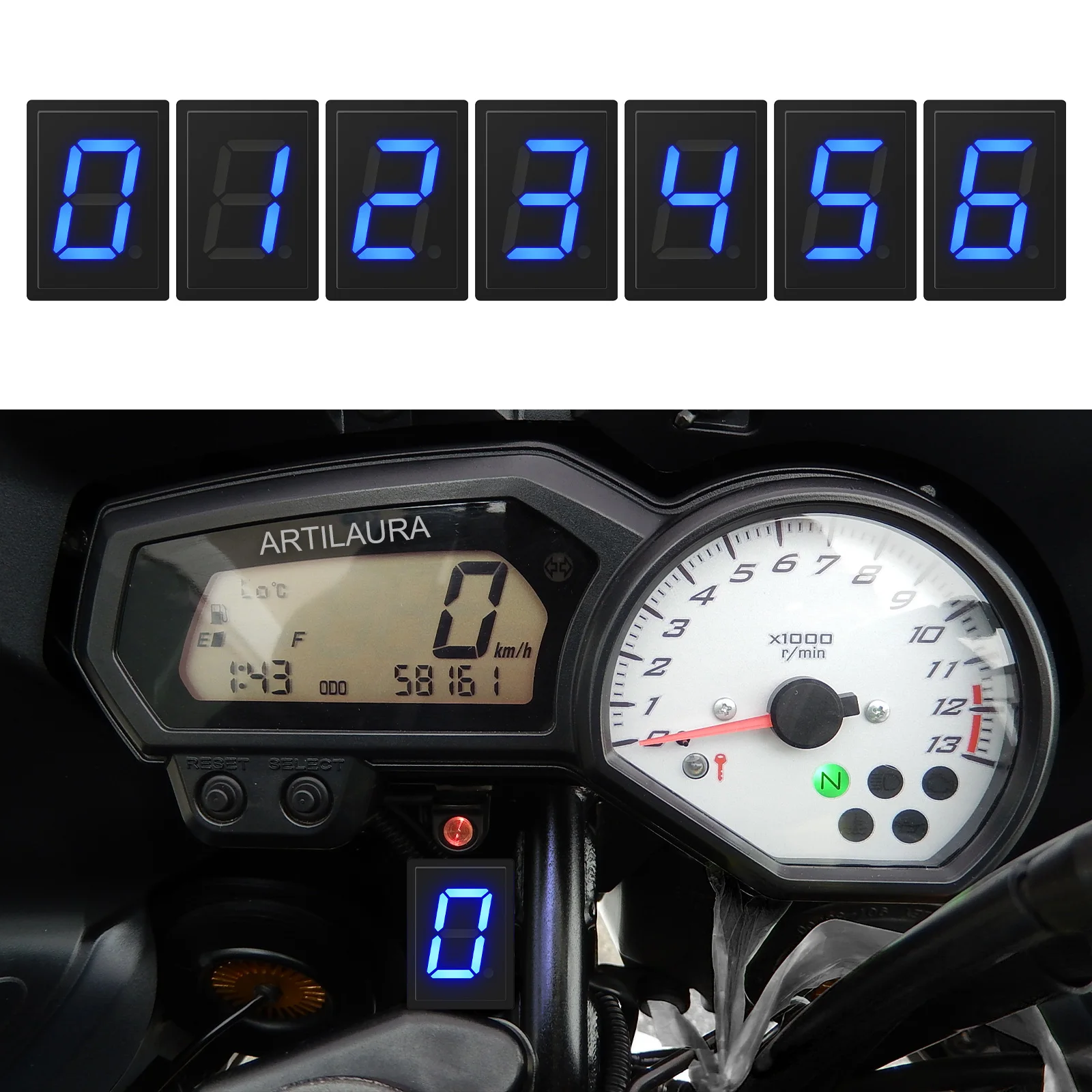 Pantalla LED de indicador de marchas 6 velocidades para moto - imagen 3