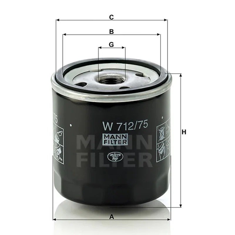 Filtro de aceite MANNFILTER W712/75 para Chevrolet Captiva y Opel - imagen 2
