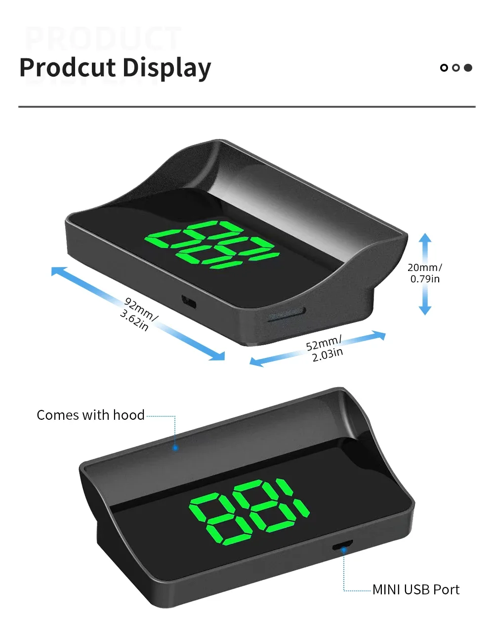 Velocímetro GPS KMH para coche, proyector de parabrisas de fuentes grandes HUD con luz blanca/verde, Plug & Play, electrónico personalizado - imagen 5