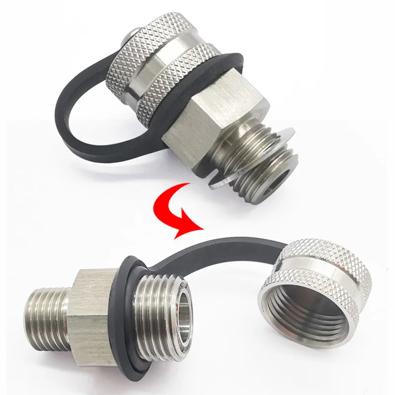 Válvula de vaciado rápido M14 x 1,5 de acero inoxidable para manguera