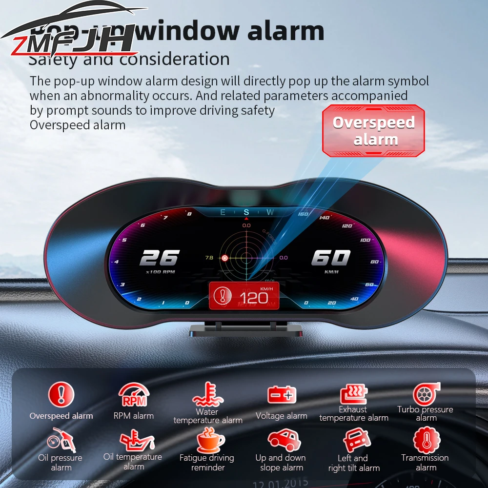 Pantalla OBD2 y GPS para coche con velocímetro y medidor de pendiente
