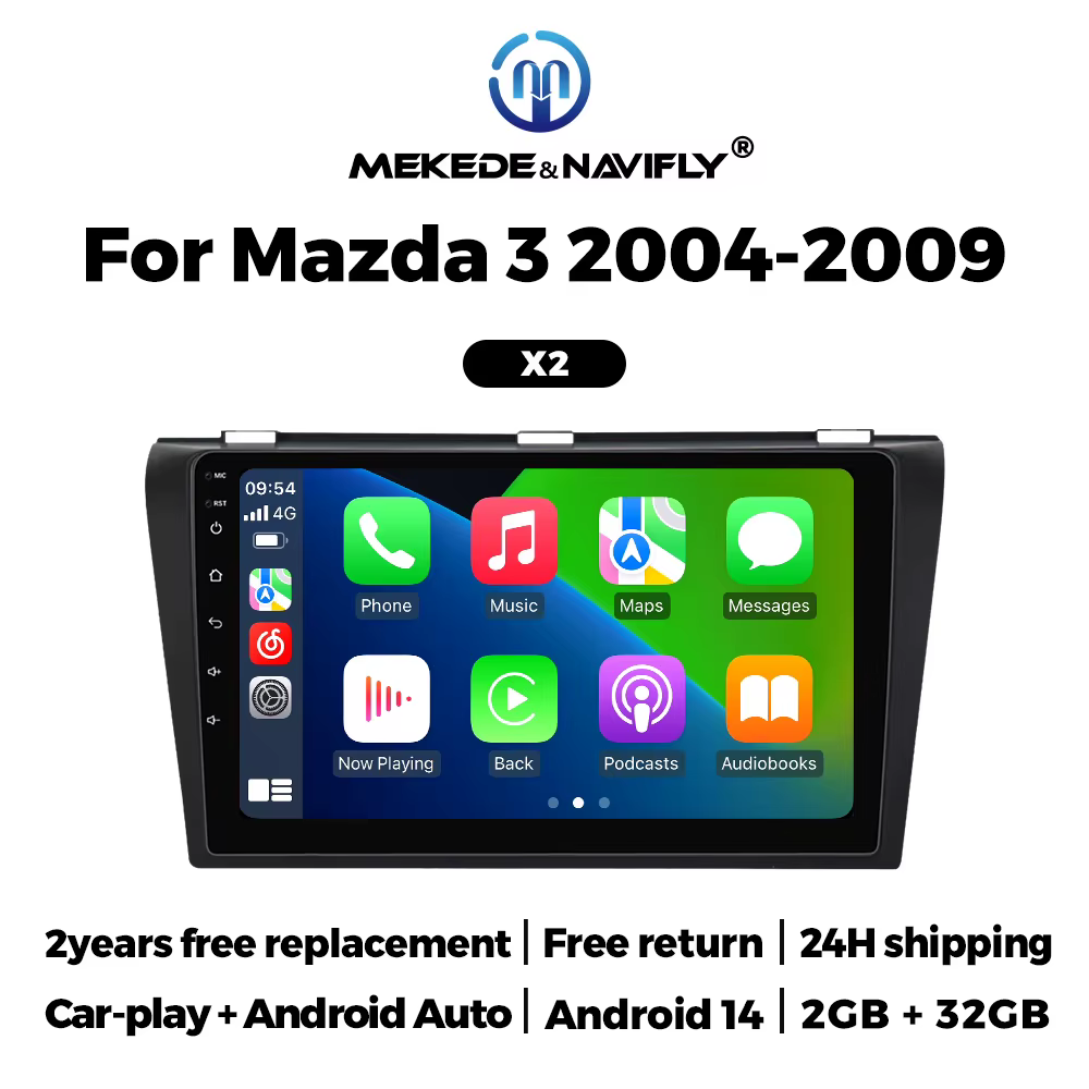 MEKEDE Radio 2 DIN Android 14 con CarPlay para Mazda 3