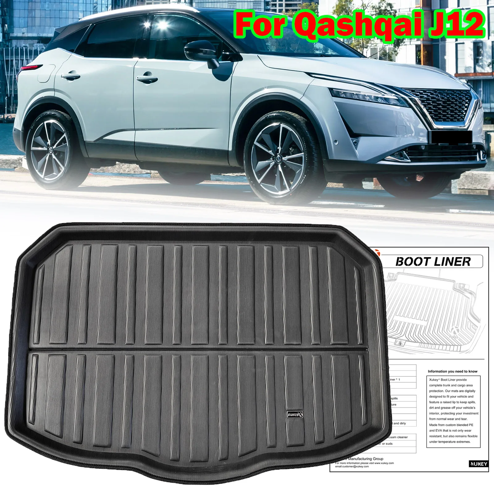 Bandeja maletero Nissan Qashqai J12 2022-2024 – Alfombrilla impermeable antideslizante