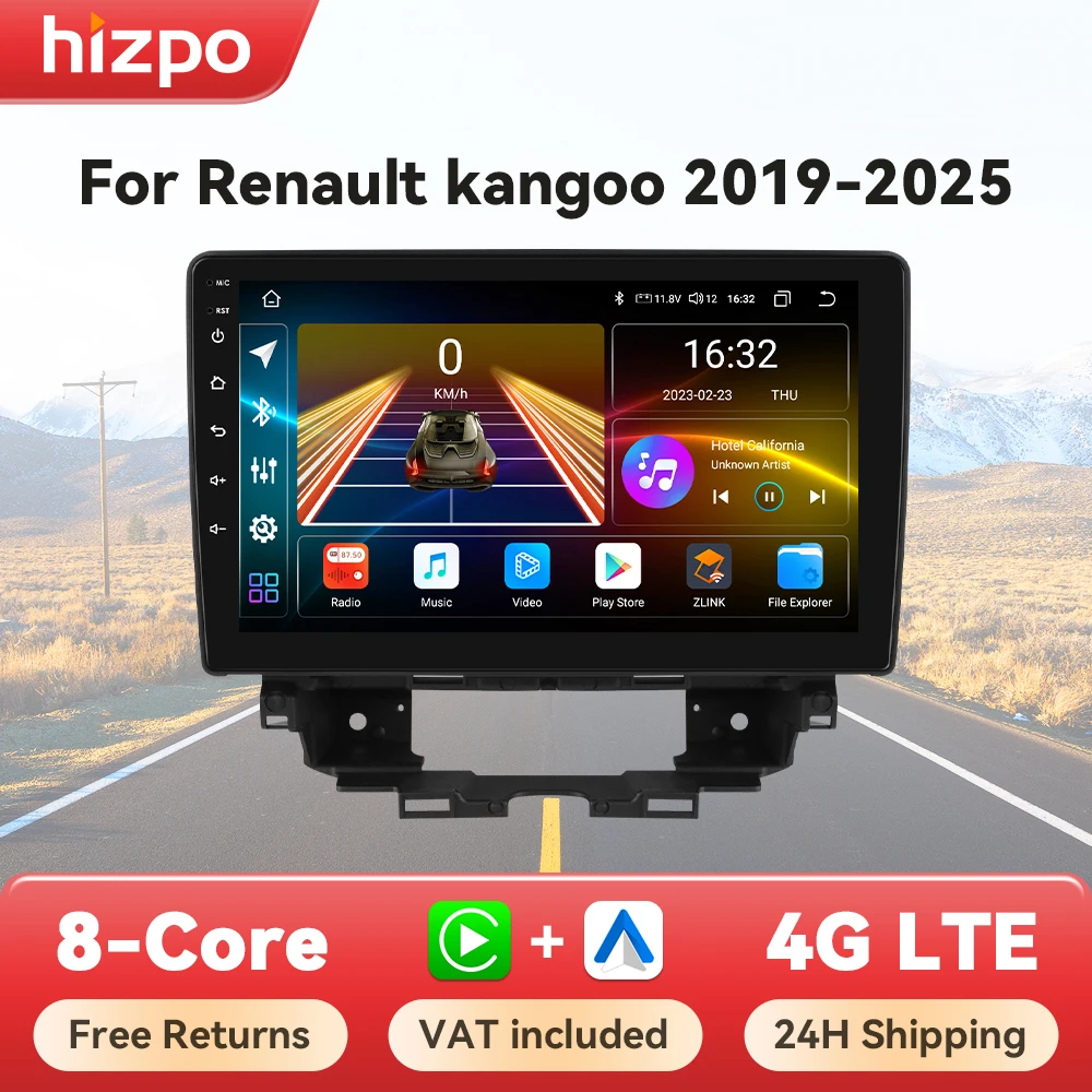 Radio Android Hizpo 10,1" CarPlay para Renault Kangoo