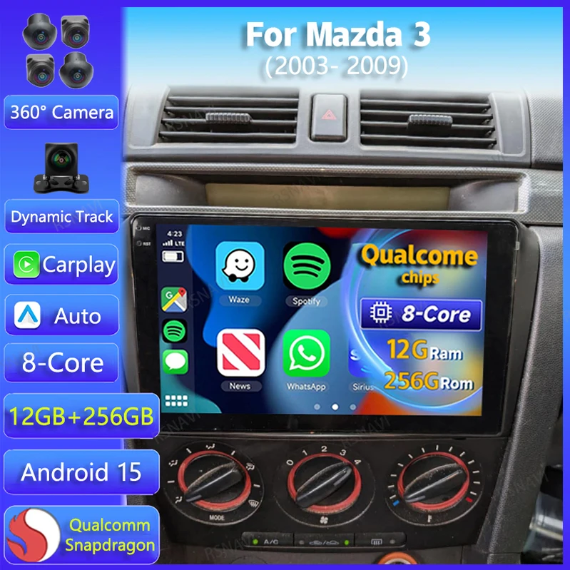 Radio multimedia Android 15 para Mazda 3 2003-2009 con GPS y CarPlay