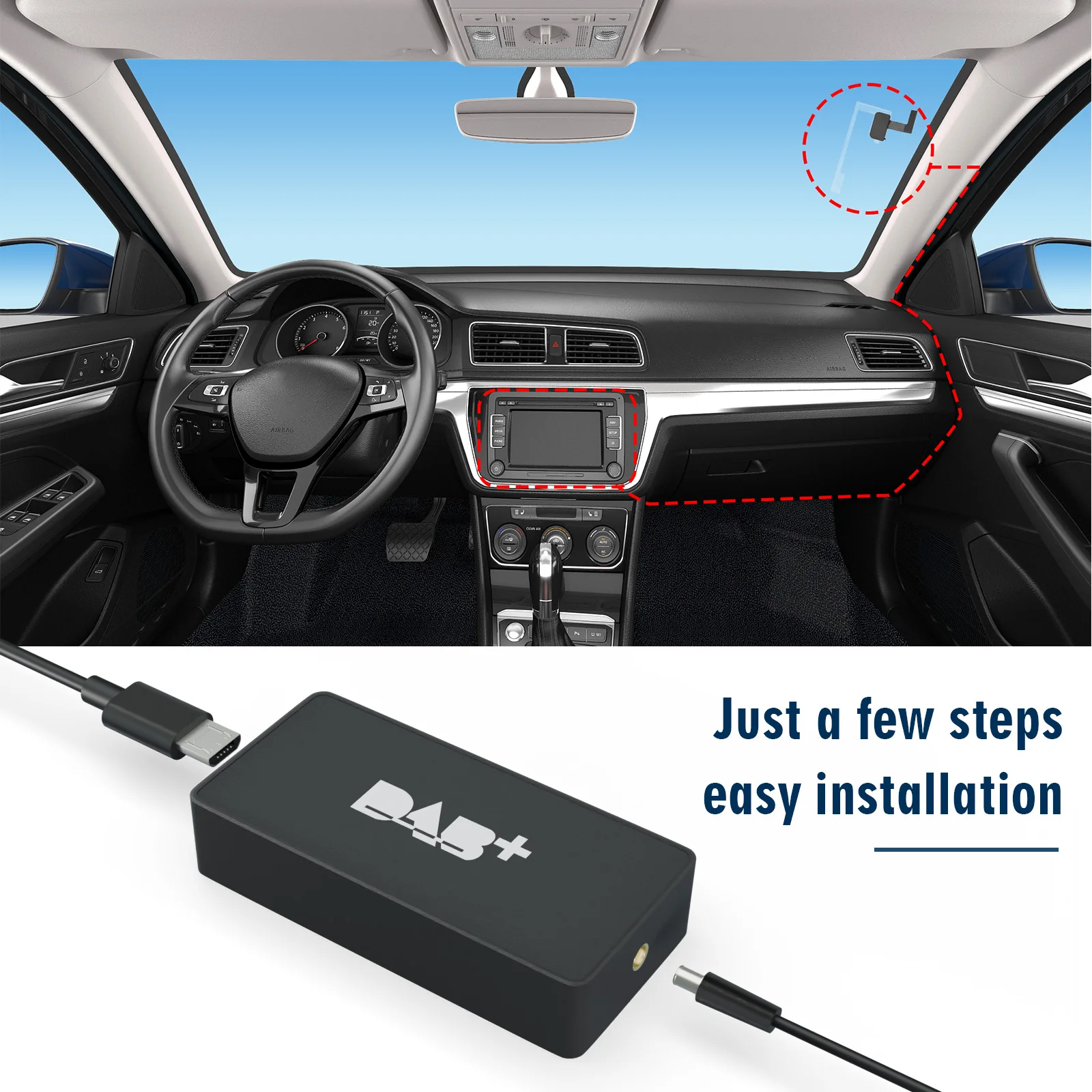 DAB/DAB + antena para Android receptor de Radio de coche caja de Radio Digital DAB + antena receptora interfaz USB aérea Radio de coche estéreo - imagen 5