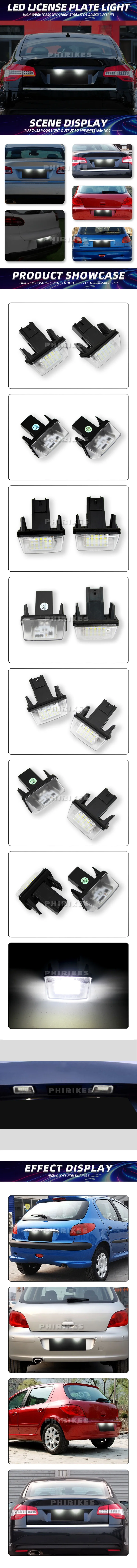 Luz LED para matrícula de coche phirikes para modelos Peugeot