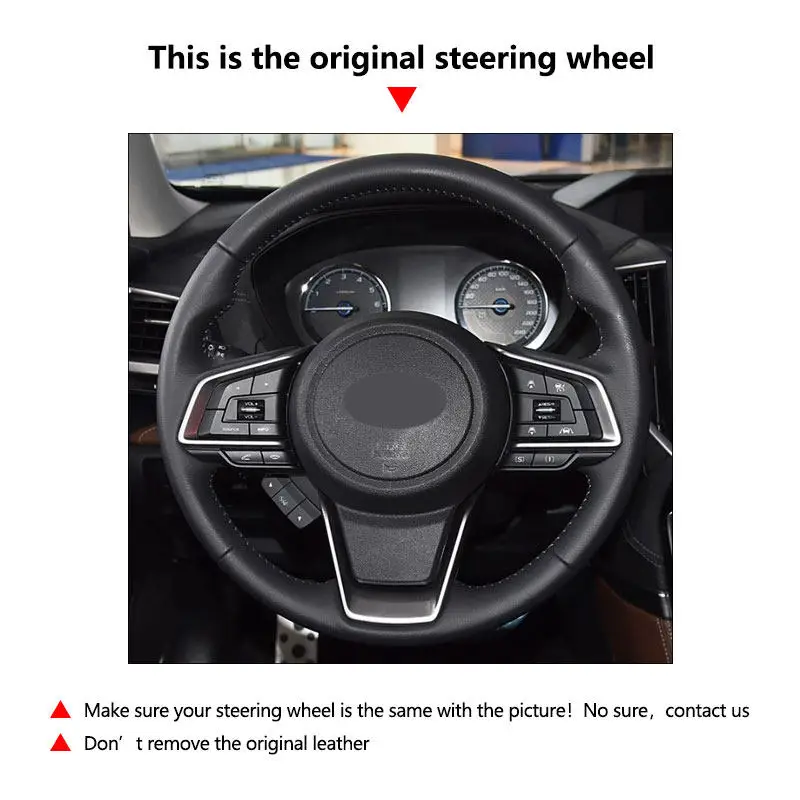 Accesorios de Interior de coche cosidos a mano, cubierta de cuero de microfibra para volante para Subaru Forester Ascent 2019 Crosstrek 2018-2019 - imagen 5