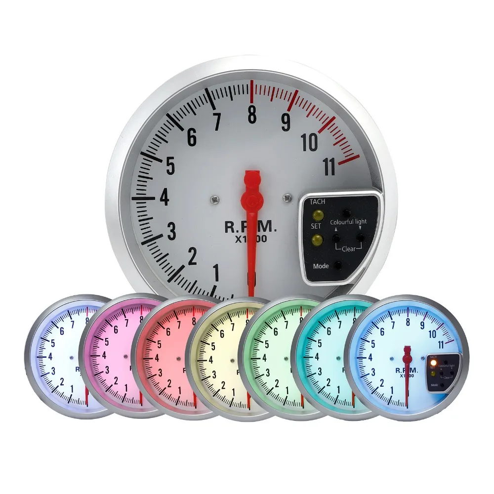 Tacómetro LED 11000 RPM 5 pulgadas para motor 1-8 cilindros 12V - imagen 5