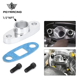 PQY Brida de retorno de aceite de aluminio para turbo T3/T4, 1/2 NPT