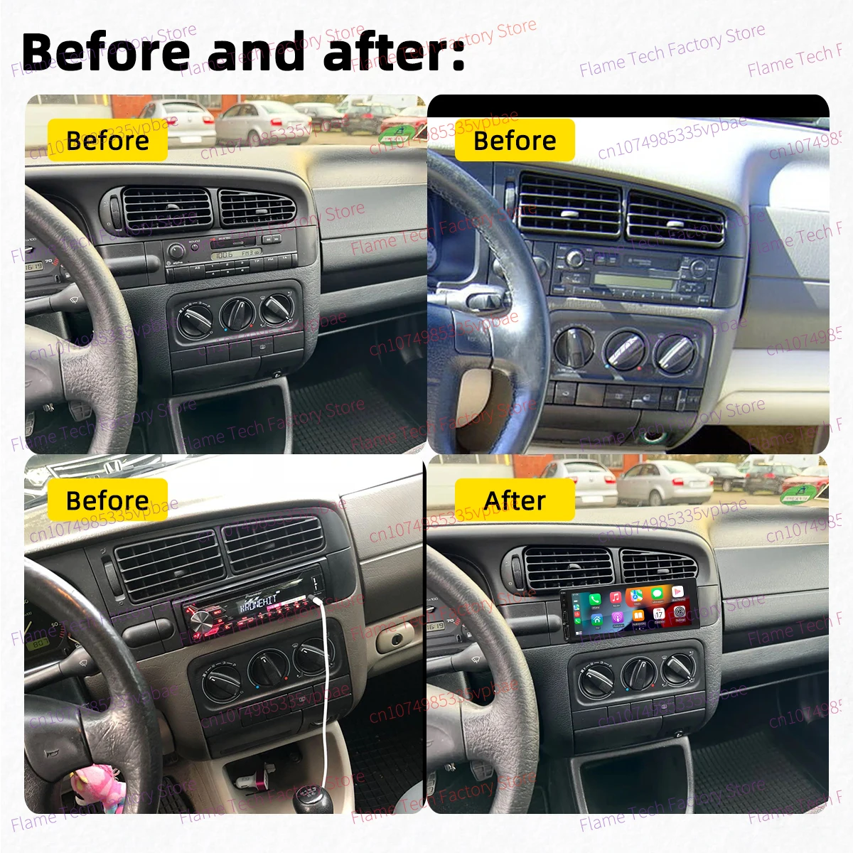 Radio Android 1 DIN GPS CarPlay y Android Auto – VW Vento 1992-1998 - imagen 2