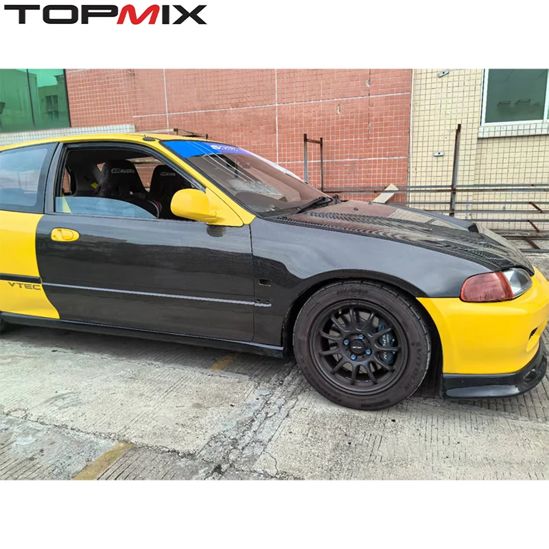 Kit de guardabarros montado en Honda Civic EG