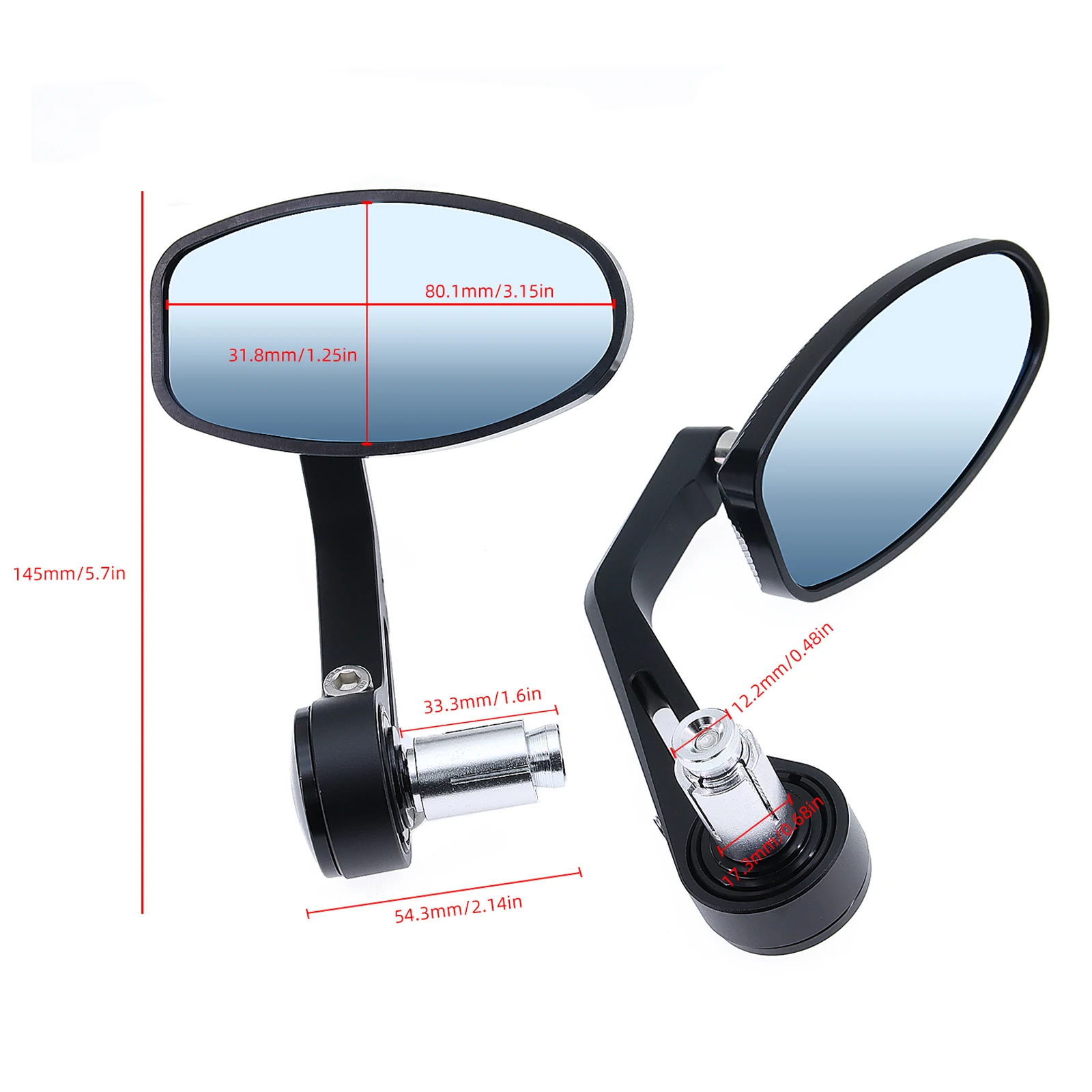 Espejos retrovisores ovalados para Triumph Speed Triple – 7/8" negro - imagen 5