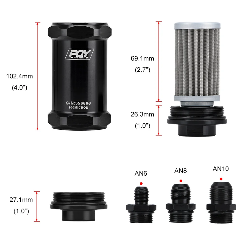 PQY Filtro de combustible en línea E85 AN6/AN8/AN10 - imagen 3