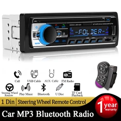 Radio 1 DIN Bluetooth para coche con MP3, USB y SD